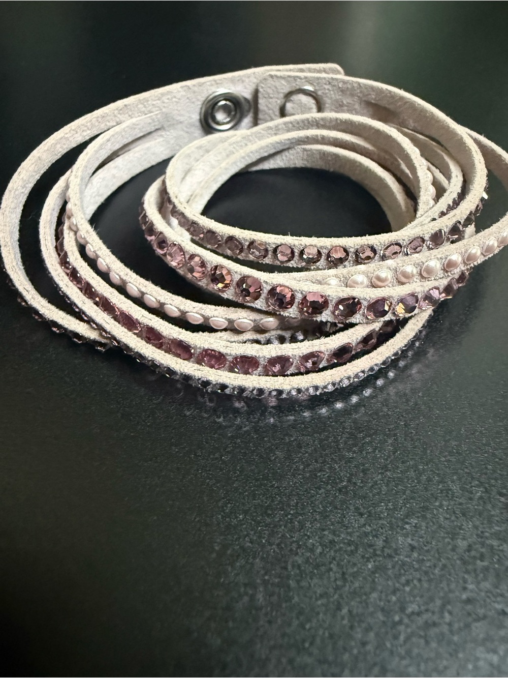 Authentic Swarovski Pink Slake Crystal Multi-Tone Wrap Bracelet